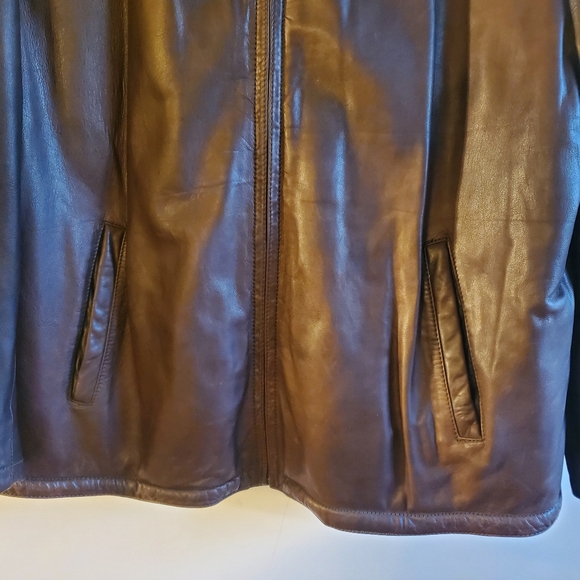 SONOMA MEN'S 100% LEATHER JACKET BROWN LINING SHERPA SIZE XXL - Picture 4 of 11